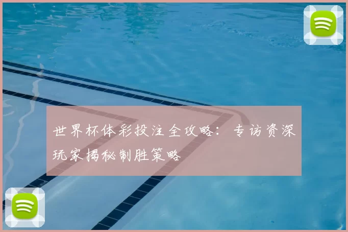 世界杯体彩投注全攻略:专访资深玩家揭秘制胜策略